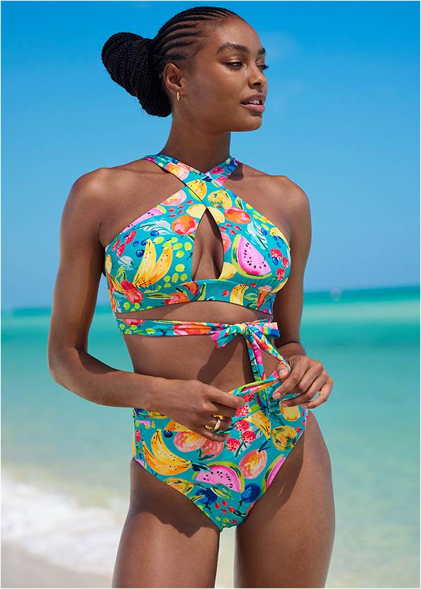 Keyhole Wrap Bikini Top,Miami String Bikini Bottom From Bikini Bliss By Venus,Crochet Tunic