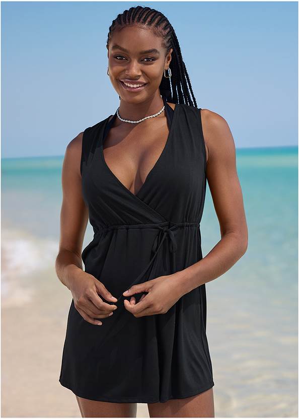 Tie Back Cover-Up Dress,Bold High Neck Bikini Top,The Vivianne Bottom,Bandeau Romper One-Piece,Hoodie Cover-Up Dress