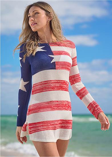 Graphic Knit Tunic Cover-Up