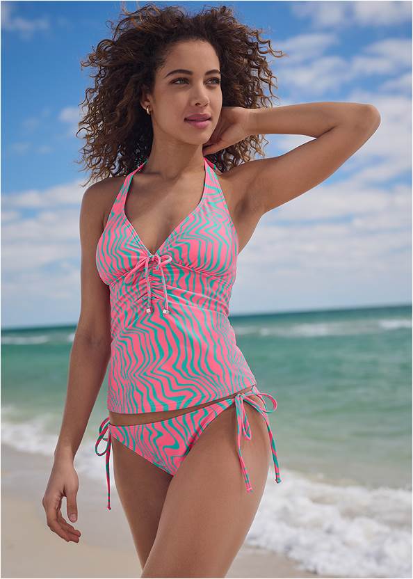 Julie Halter Tankini Top,Tie-Side Bottom,Pack-And-Go Cover-Up Dress,Ruffle Cover-Up Dress,Cutoff Jean Shorts