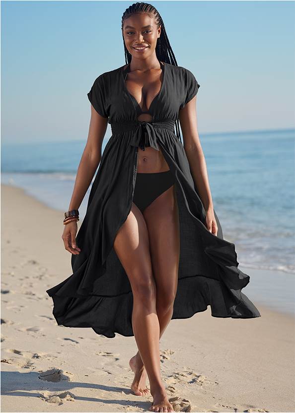 Full front view Ruffle Cover-Up Dress
