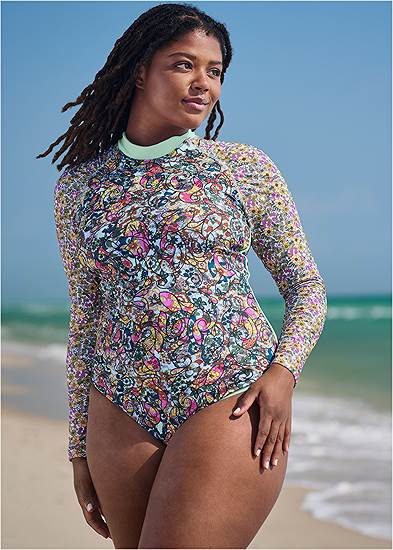 Plus Size Long Sleeve One-Piece