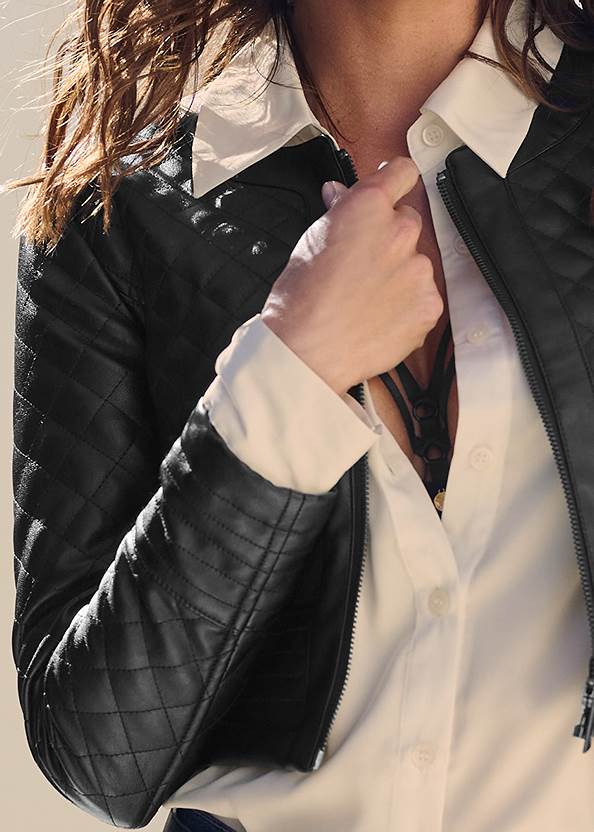 Alternate View Faux Leather Quilted Jacket