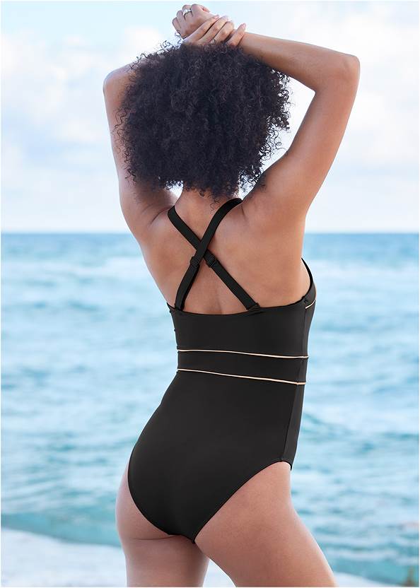 BACK View High Neck One-Piece