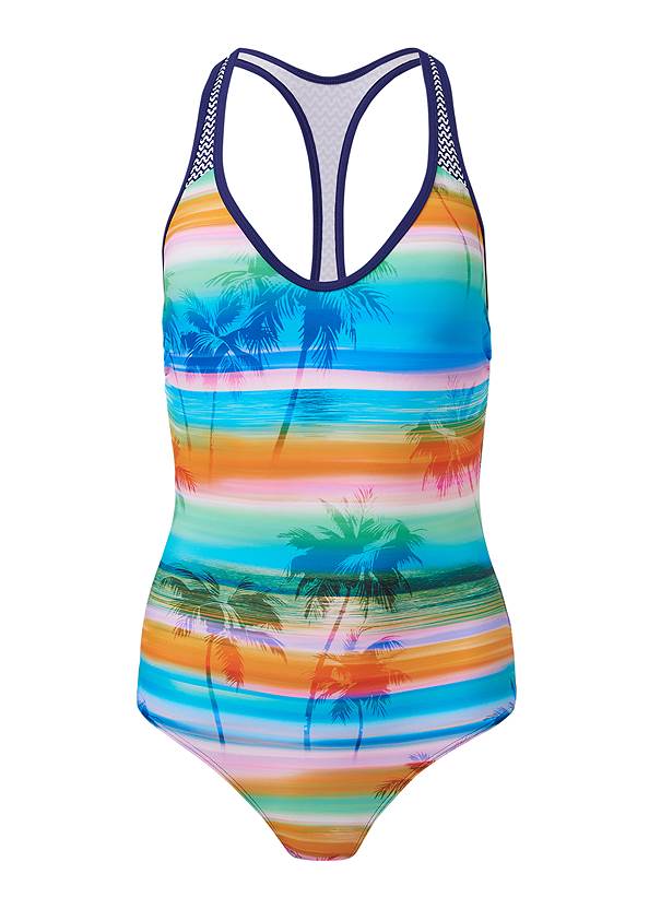 Ghost with background  view Surf Racerback One-Piece