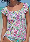 Detail front view Flutter Sleeve Tankini Top