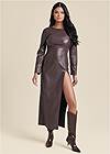 Front View Faux Leather Column Dress