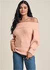 Cropped front view Pearl Embellished Sweater