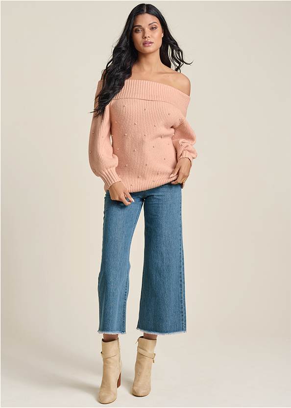 Full front view Pearl Embellished Sweater