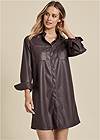 Full front view Faux Leather Shirt Dress