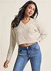 Cropped front view V-Neck Sweater