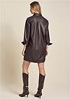 Full back view Faux Leather Shirt Dress