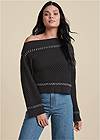 Cropped front view Contrast Stitch Sweater