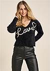 Cropped front view Love Graphic Sweater