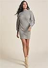 Full front view Mock Neck Sweater Dress