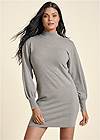Cropped front view Mock Neck Sweater Dress