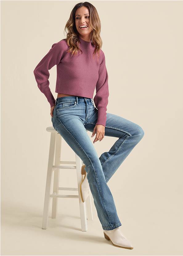 Full front view Ribbed Mock-Neck Sweater