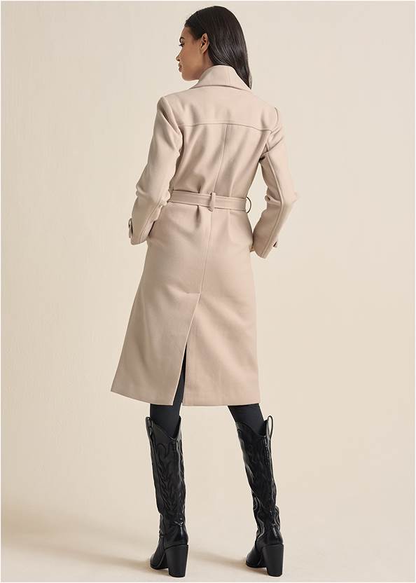 Full back view Wrap Coat With Belt