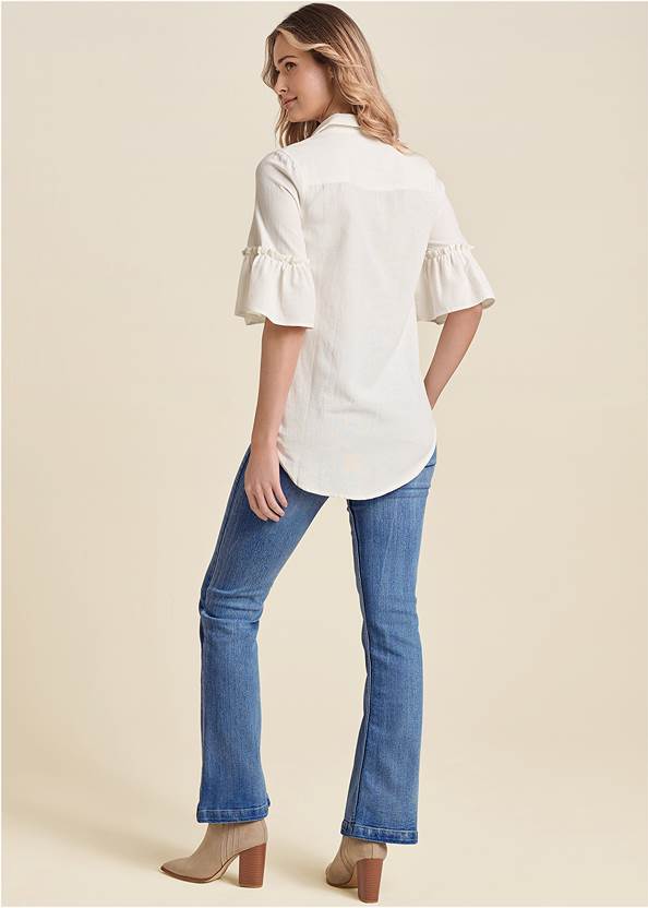 Full back view Ruffle Sleeve Woven Top