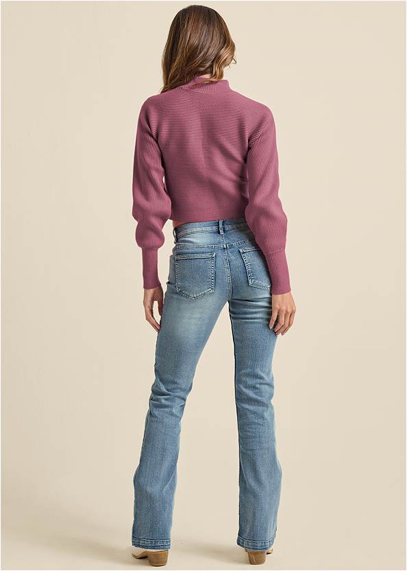 Full back view Ribbed Mock-Neck Sweater