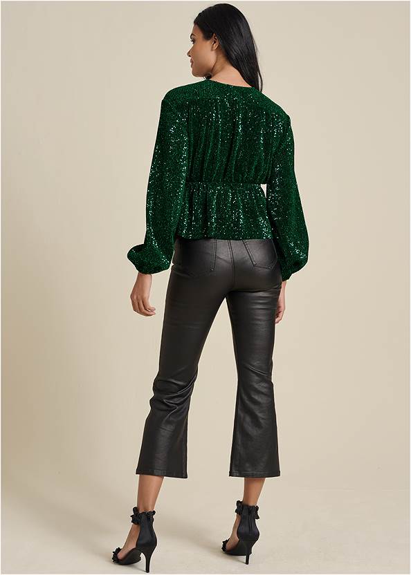Full back view Allover Sequin Wrap Top
