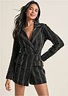 Cropped front view Tweed Button Detail Romper