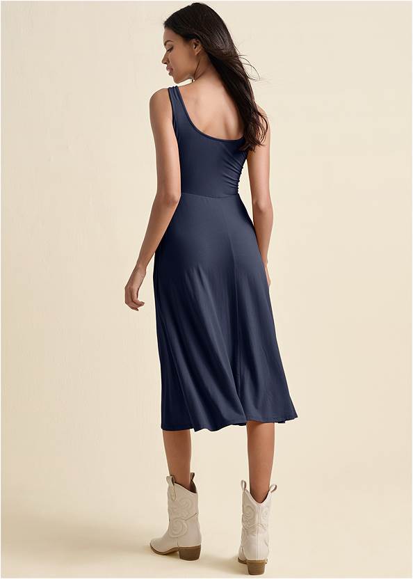 Full back view Midi Dress With Pockets