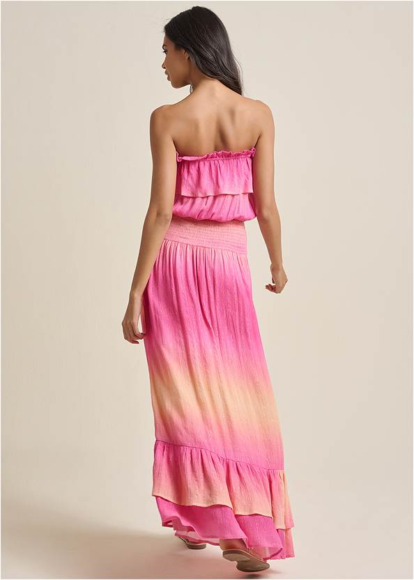 Full back view Strapless Ombre Maxi Dress