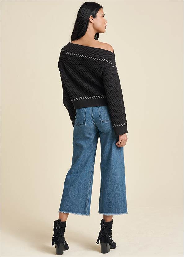 Full back view Contrast Stitch Sweater