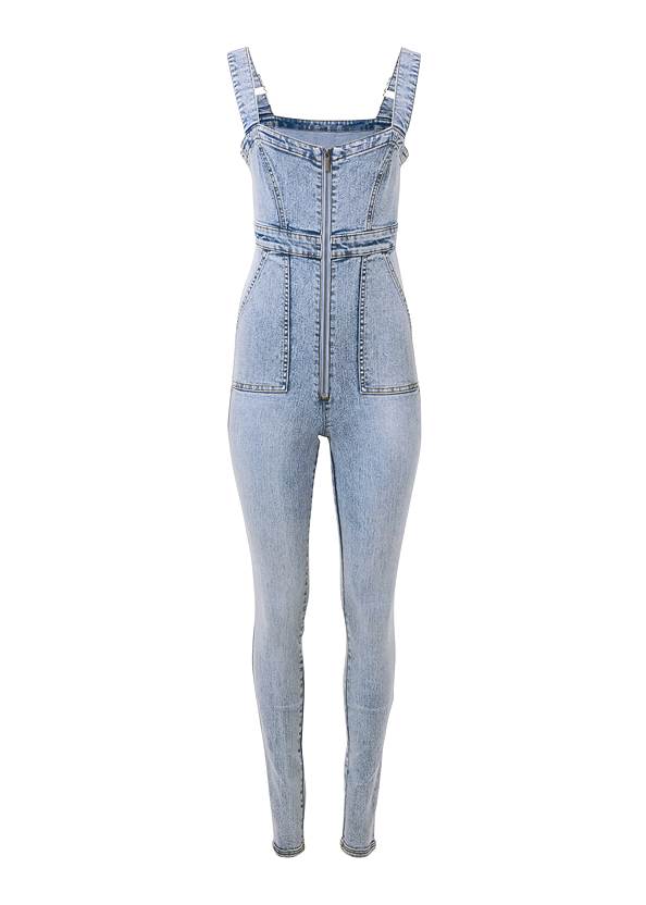 Ghost with background  view Zip-Front Denim Jumpsuit