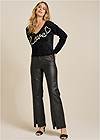 Full front view Coated Flare Jeans