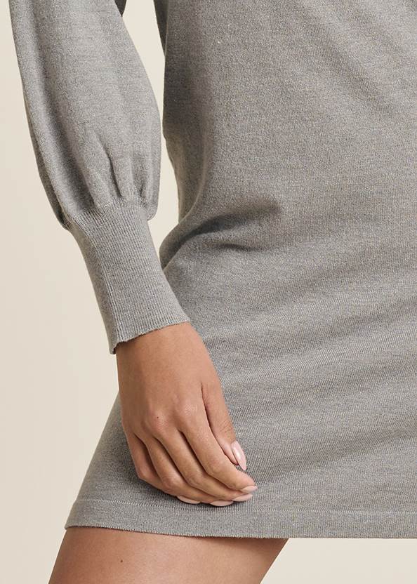 Detail front view Mock Neck Sweater Dress