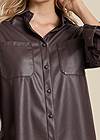 Detail front view Faux Leather Shirt Dress