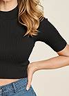 Detail front view Ribbed Mock-Neck Crop Top