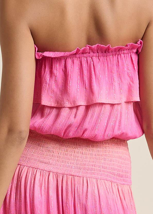 Detail back view Strapless Ombre Maxi Dress