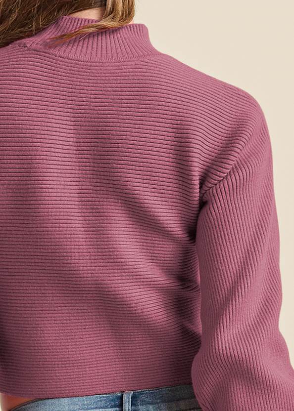 Detail back view Ribbed Mock-Neck Sweater