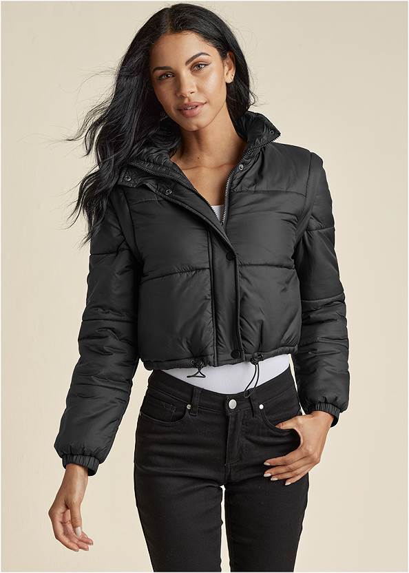 Cropped front view Convertible Puffer Jacket