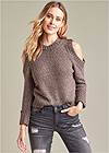 Cropped front view Metallic Sweater