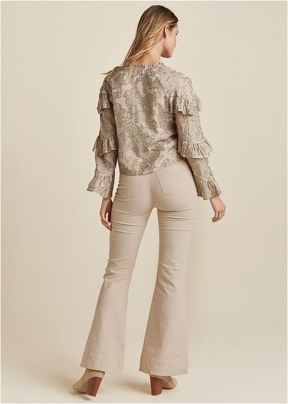 Full back view Shimmer Tiered Sleeve Top