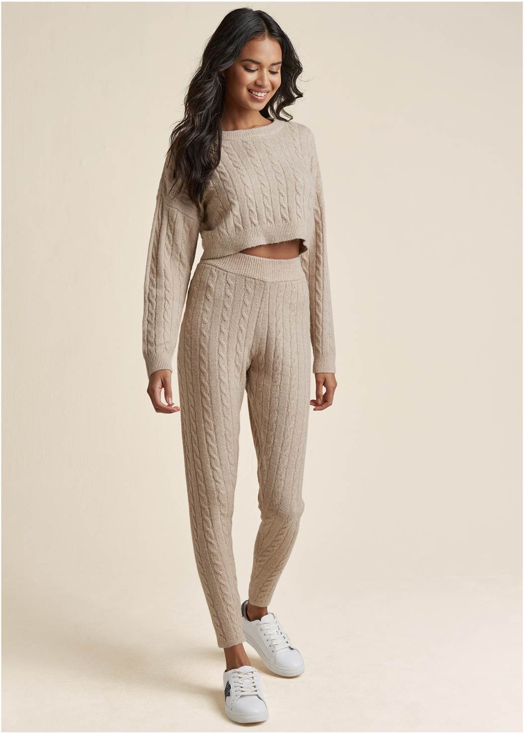 Ribbed Sweater Knit Stretch Lounge Leggings, Homewear