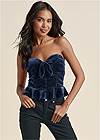 Cropped front view Crushed Velvet Bustier