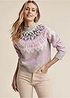 Cropped front view Fair Isle Crew Neck Sweater