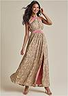 Full front view Jacquard Halter Gown