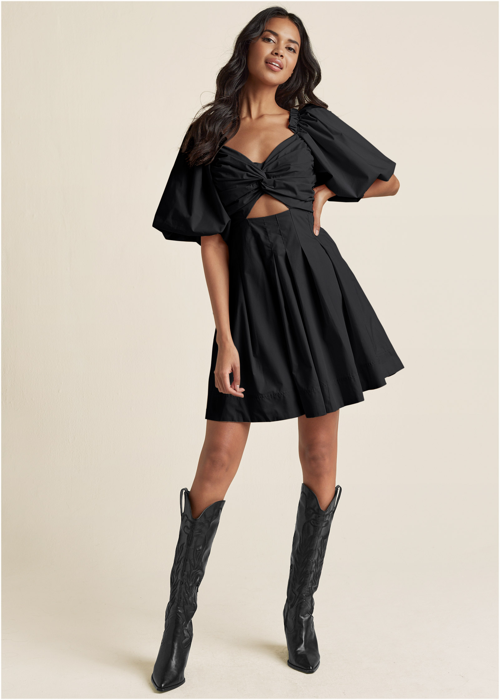 Long Black Taffeta Dress