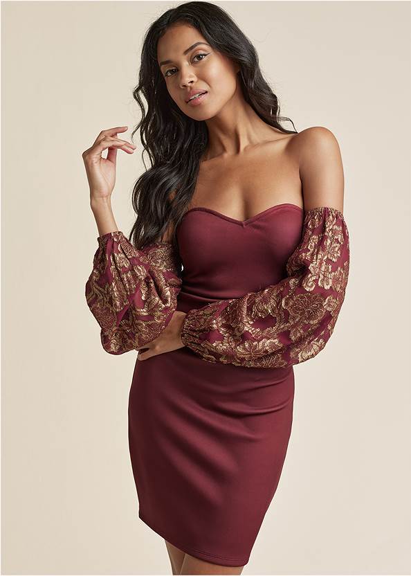Cropped front view Off-The-Shoulder Mini Dress
