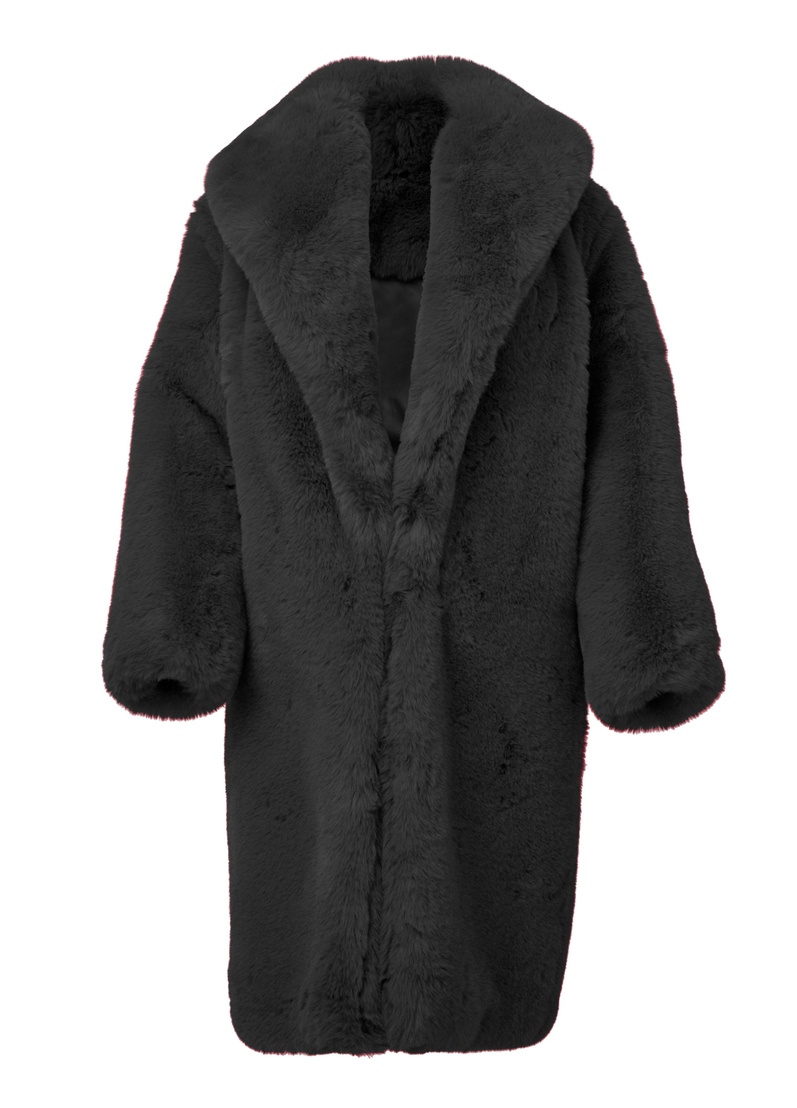 OVERSIZED FAUX FUR COAT in Black | VENUS