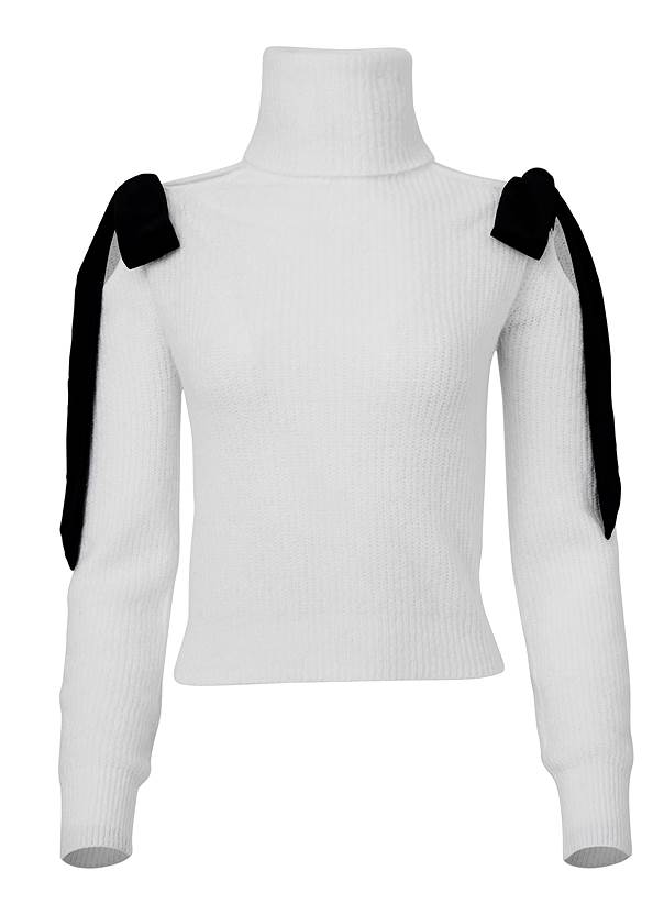 Ghost with background front view Cold Shoulder Bow Sweater