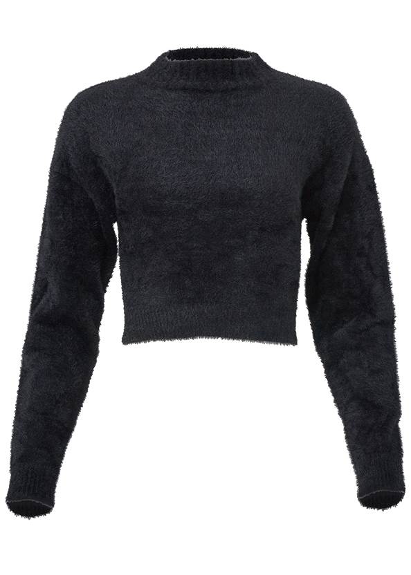 Ghost with background front view Eyelash Mock Neck Sweater