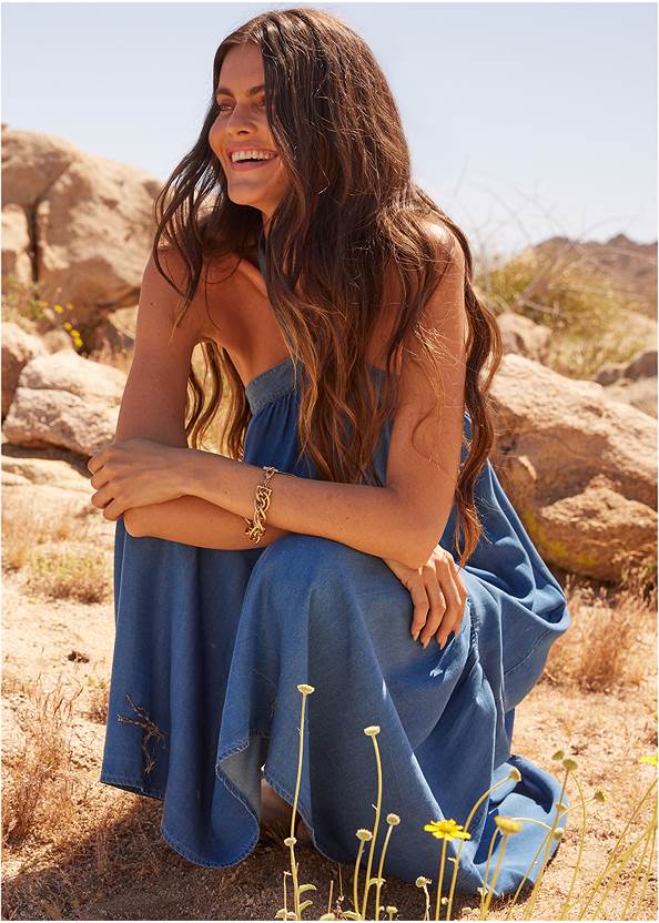 Alternate View Chambray Tiered Maxi Dress