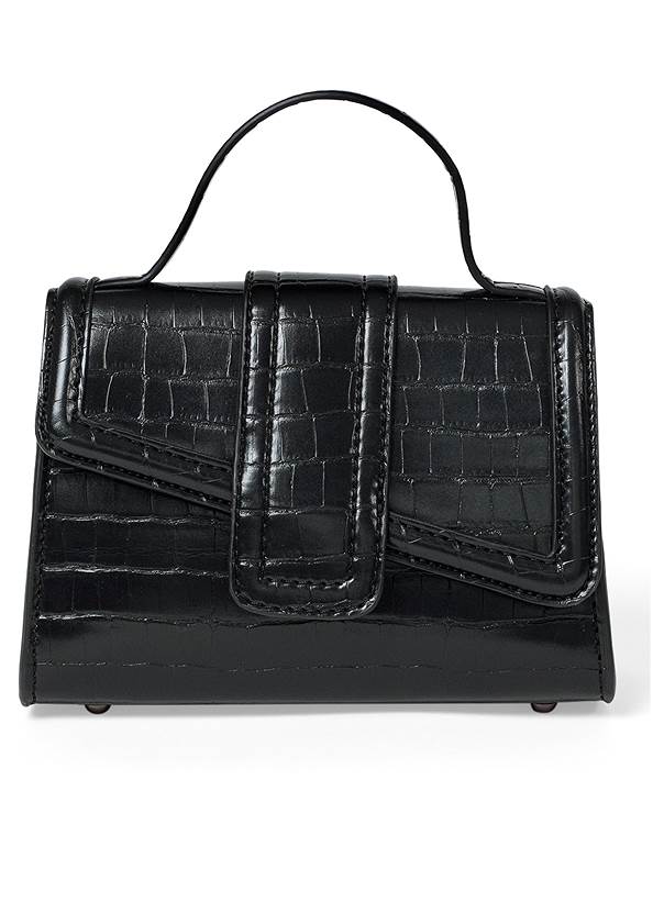 Flatshot front view Croc Detail Handbag